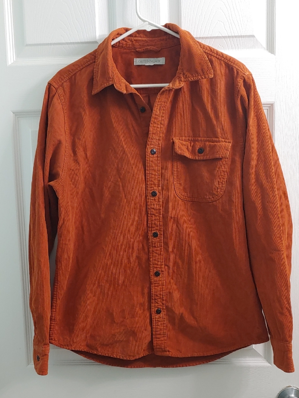 Outerknown Orange Corduroy Shirt Organic Cotton Button Down Men's Size M